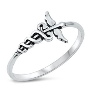 Silver Ring - Medical Ring Sterling Silver Ring - 925 size 4-10